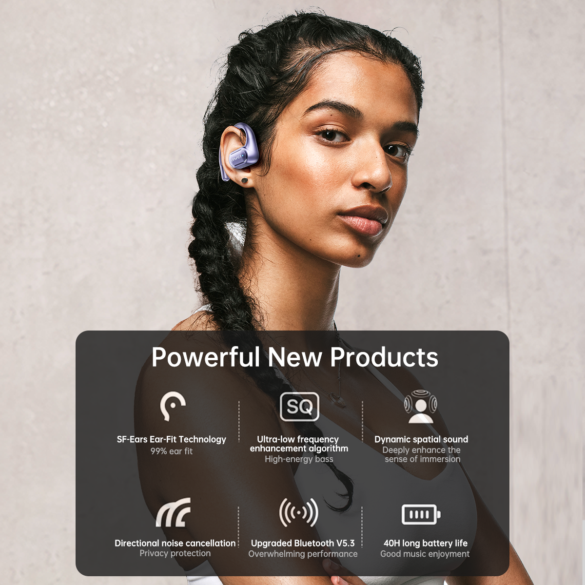 Auriculares deportivos inalámbricos estéreo de alta fidelidad con Bluetooth 5.3 y conducción aérea Awei T93