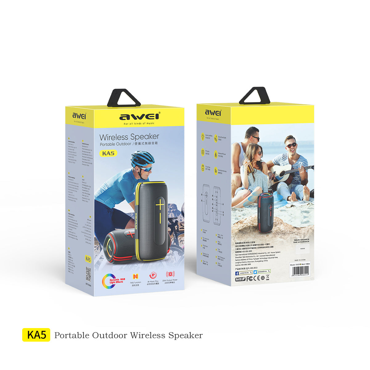 Altavoz Bluetooth Awei KA5 de 2400 mAh con sonido estéreo 3D y graves