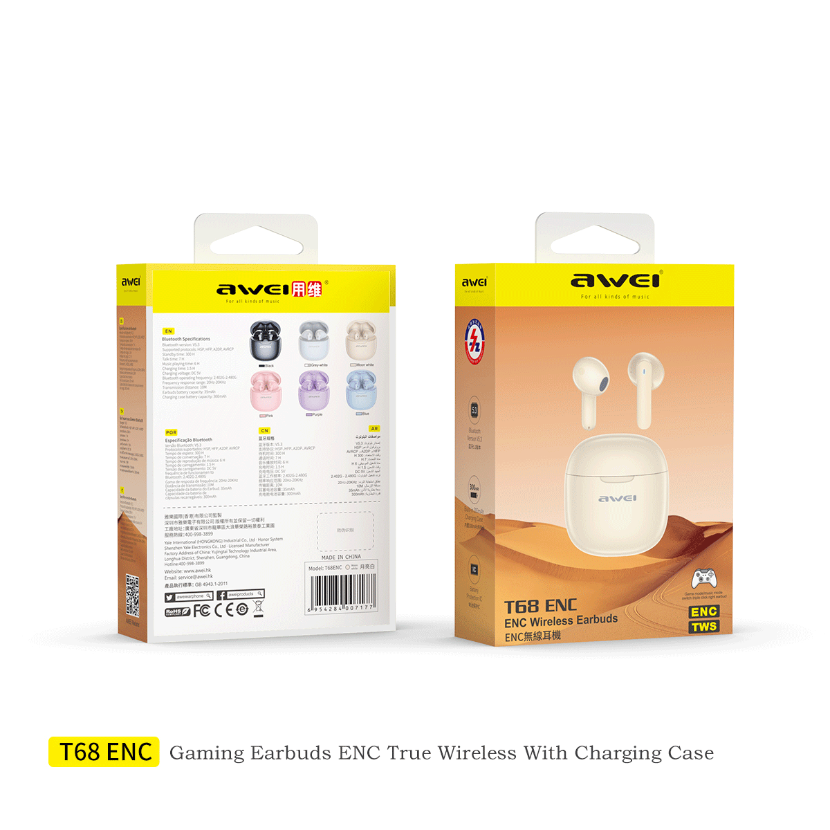 Awei T68ENC HiFi Stereo TWS Earbuds