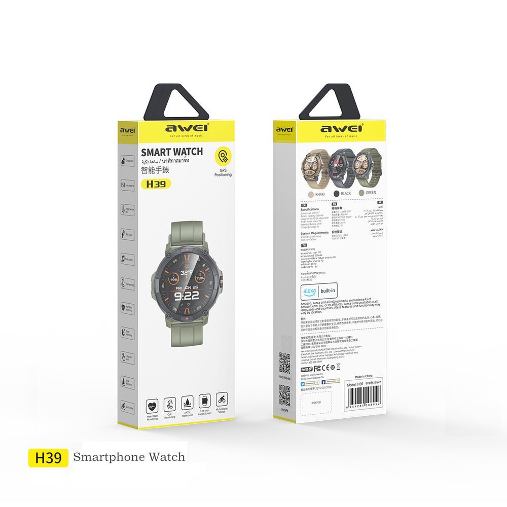 Reloj inteligente deportivo GPS resistente al agua AWEI H39