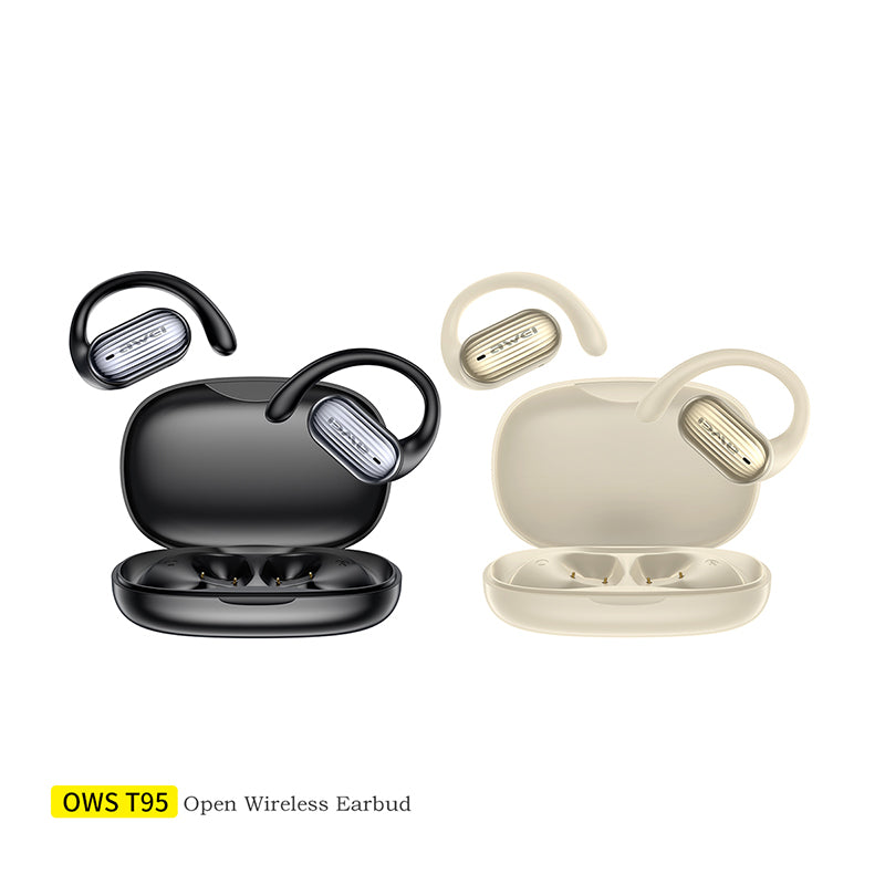 Auriculares de oído abierto Awei T95 con ganchos para la oreja, auriculares deportivos inalámbricos