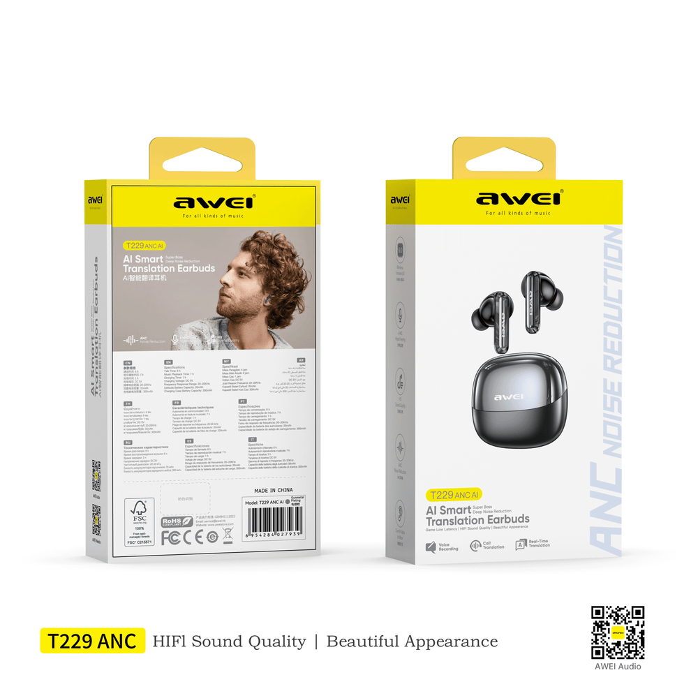 Auriculares Bluetooth Awei T220 ANC con IA y True Wireless