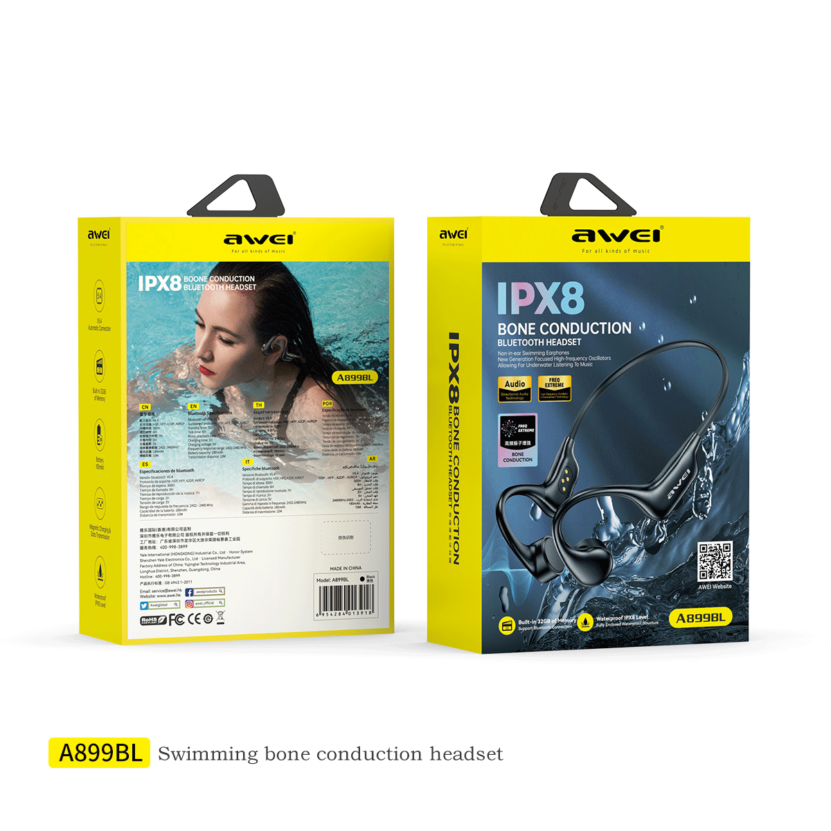 Awei A899BL Open Ear Earphone (IPX8 Swimming Waterproof,Bone-Conduction)