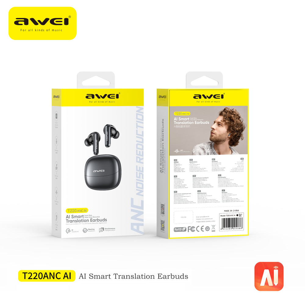 Auriculares Bluetooth Awei T220 ANC con IA y True Wireless