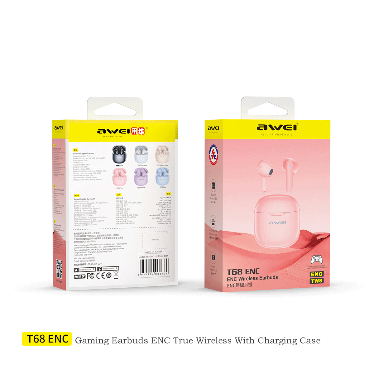 Awei T68ENC HiFi Stereo TWS Earbuds