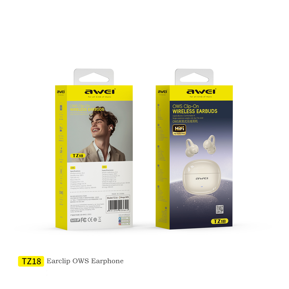 Auriculares Bluetooth con clip de oreja abierta AWEI TZ18
