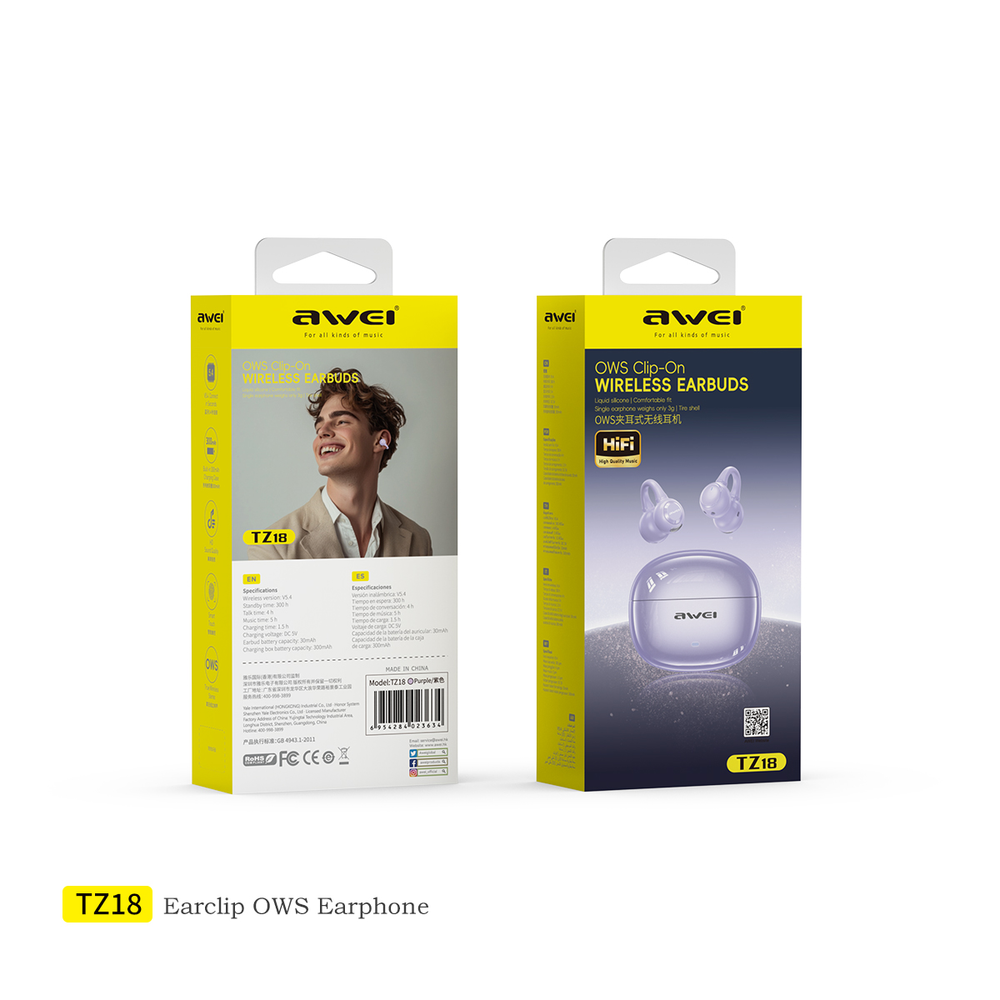 Auriculares Bluetooth con clip de oreja abierta AWEI TZ18