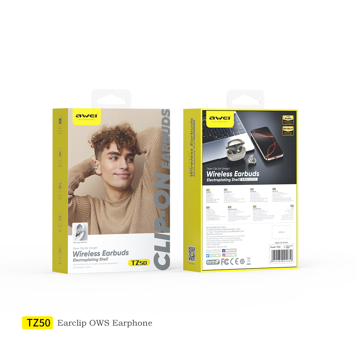 AWEI TZ50 Open Ear Clip Bluetooth Headphones